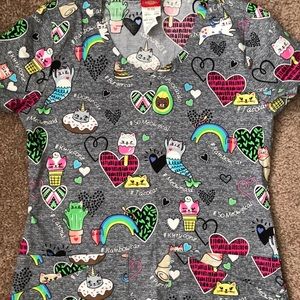 Dickies funny cat scrub top XXS NWOT